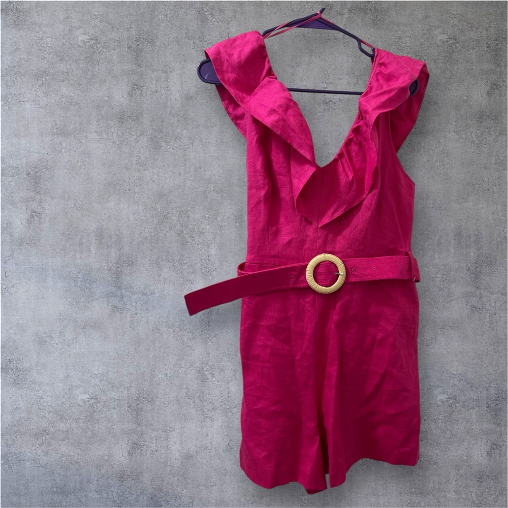 Mango Pink Linen Ruffled romper - Picture 4 of 6